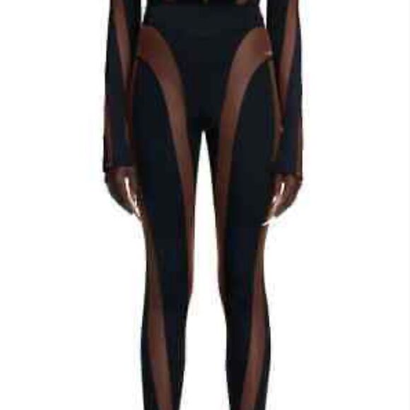 NWT Mugler Black Brown Mesh Panel Stirrup Leggings
Size 40 ⭐️read description - Picture 1 of 13